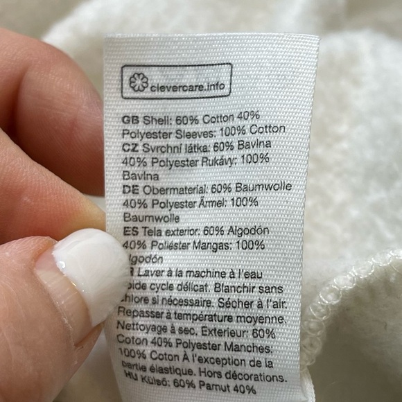 & Other Stories Eyelet Puff Sleeve Ivory Pullover Sweatshirt Size S Minimalist - Picture 7 of 9